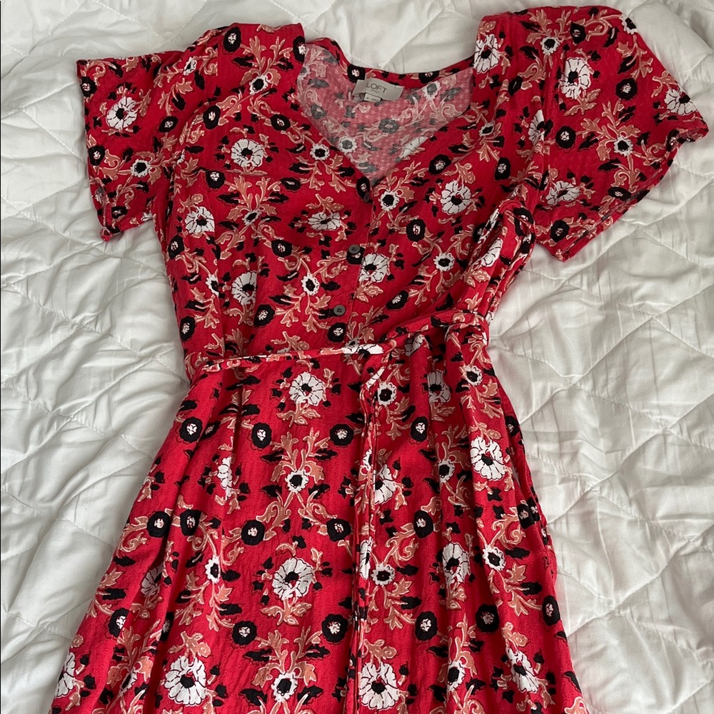 Floral Red Dress